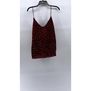 ALICE + OLIVIA Women’s Black-Red Contessa Animal Print V-Neck Cami Top SZ M